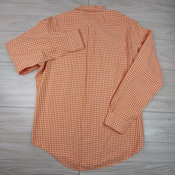 Ralph Lauren Button Down Shirt Mens Large Orange Gingham Classic Fit Preppy Dad - Picture 4 of 7